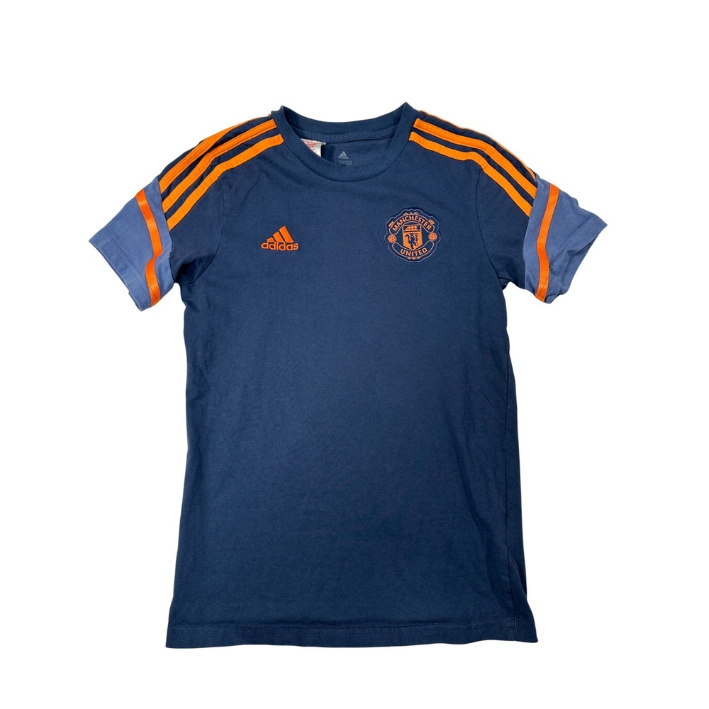 Adidas Manchester United Kids Navy Orange Soccer T-Shirt Size 11-12Y Large‎
